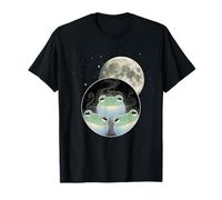 Smiling Frog Moon Trio Under Full Moon Night Sky T-Shirt