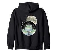Smiling Frog Moon Trio Under Full Moon Night Sky Zip Hoodie