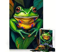 Smiling Frog on Leaf 1000 Piece Jigsaw Puzzles for Teenagers Cognitive Toy Slow Enjoy Premium Edge Santa Wish Pick 38x26cm