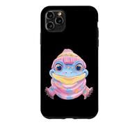 Smiling Frog Winter Cute Animal Portrait Graphic Blue Pink Case for iPhone 11 Pro Max
