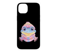 Smiling Frog Winter Cute Animal Portrait Graphic Blue Pink Case for iPhone 14 Plus