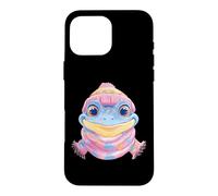 Smiling Frog Winter Cute Animal Portrait Graphic Blue Pink Case for iPhone 16 Pro Max