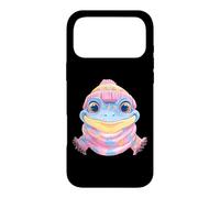 Smiling Frog Winter Cute Animal Portrait Graphic Blue Pink Case for iPhone 17 Pro Max