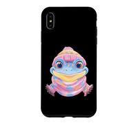 Smiling Frog Winter Cute Animal Portrait Graphic Blue Pink Case for iPhone XS Max