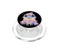 Smiling Frog Winter Cute Animal Portrait Graphic Blue Pink PopSockets PopGrip for MagSafe