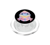 Smiling Frog Winter Cute Animal Portrait Graphic Blue Pink PopSockets PopGrip for MagSafe