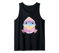 Smiling Frog Winter Cute Animal Portrait Graphic Blue Pink Tank Top