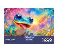 Smiling Frog with Tongue Out near Flowers 1000-Piece Jigsaw Puzzle Dream Frog Brain Training for Adults & Kids 52x38cm/1000pcs