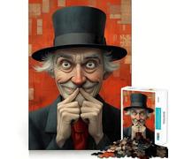 Smiling Gentleman in Top Hat Toilet 1000 Piece Jigsaw Puzzles for Adults Sharp Logic Toy Home Leisure Tight Cut Heartfelt Gift 38x52cm