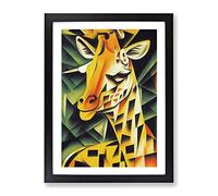 Smiling Giraffe Framed Print | A2 Black Framed Wall Art | Ready to Hang | Modern Animal Picture | Living Room Bedroom Lounge Office