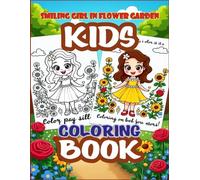 Smiling Girl in a Flower Garden, Kids Coloring Page