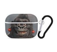 Smiling Gorilla Photo AirPods Pro 2 Case Cover, Shockproof Hard Shell Protective Case for Women Men, Compatible with Airpod Pro Case 2nd/1st Generation with Keychain-White
