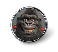 Smiling Gorilla Photo Button Pins - Personalized Round Badges for Women Men Custom Photo Buttons for Backpack Cloth Decoration Souvenir Gifts, Metal Badge Brooch Party Costume Accessory