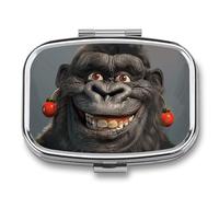 Smiling Gorilla Photo Pill Case with 2 Compartment, Pill Organizer Portable Square Pill Box,Vitamin Pill Organizer for Pocket Purse and Travel