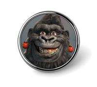 Smiling Gorilla Photo Round Badge Brooch Lightweight Lapel Tie Pins Unique Gifts Metal Brooch Badge For Hat Shirt Clothing Bags Decoration