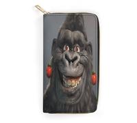 Smiling Gorilla Photo Slim Thin Credit Card Wallet, PU Leather Bifold Cash Wallet, Zipper Coin Pocket Id Window Wallet Storage Bag Wallet Coin Purse Pouch Change Holder Small with Zipper for Men And W