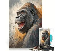 Smiling Gorilla Portrait 1000 Piece Jigsaw Puzzles for Teenagers Cognitive Toy Slow Enjoy Premium Edge Santa Wish Pick 38x52cm