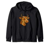 Smiling Highland Cow in Ancient Egyptian Style Zip Hoodie