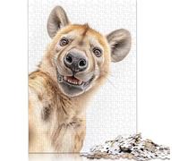 Smiling Hyena Selfie Puzzles 500 Pieces Wood Puzzle Jigsaws for Adults Family Game for Adults And Teenagers 500pcs (52x38cm)