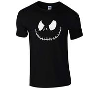 Smiling Jack T-Shirt - Spooky Scary Halloween (4XL - Black + White Print)
