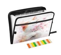 Smiling Kitten Cosmos White Accordion File Organizer Portable Expanding File Folder with Safe Zipper & Colorful Labels for Receipt A4 Papers Important Document Storage Letter