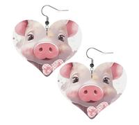 Smiling Leather Earrings for Women Heart Dangle Earrings Lightweight Drop Earring Jewelry Gift