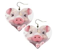 Smiling Leather Earrings for Women Heart Dangle Earrings Lightweight Drop Earring Jewelry Gift