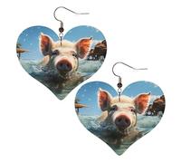 Smiling Leather Earrings for Women Heart Earrings Lightweight Dangle Drop Earrings Cute Jewelry Gift