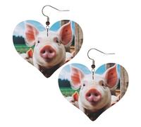 Smiling Leather Earrings for Women Heart Earrings Lightweight Dangle Drop Earrings Cute Jewelry Gift, One Size, No Gemstone