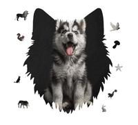 Smiling Little Dog Jigsaw Puzzle 175PCS Wolf Head Design Puzzle Wooden Jigsaw Puzzles for Adults Families