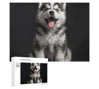 Smiling Little Dog Jigsaw Puzzle 500 PCS Challenging Fun Puzzles Wooden Jigsaw Puzzles for Adults Families