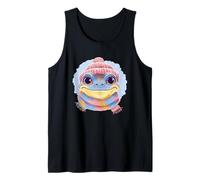 Smiling Lizard Winter Reptile Portrait Graphic Blue Pink Tank Top