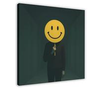 Smiling Masks in The Corridor - Dark Surrealism Canvas Poster Bedroom Decor Landscape Office Room Decor Gift 28x28inch(70x70cm)