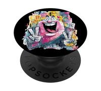 Smiling Monk Double Peace Graffiti Pop Graphic Art Sign PopSockets Adhesive PopGrip
