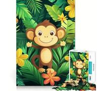 Smiling Monkey in Jungle 1000 Piece Jigsaws for Teenagers Mind Exercise Toy Mental Relax Design Assembly Santa Wish List 38x52cm