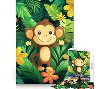 Smiling Monkey in Jungle Jigsaw Puzzles for Adults 1000 Pieces Strengthen Recall Soothing Fun Quality Edge Lovely Present 38x26cm