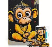 Smiling Monkey Painting 1000 Piece Jigsaw Puzzles for Adults Memory Boost Family Joy Pattern Assembly Santa Wish Pick 38x52cm