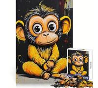 Smiling Monkey Painting 1000 Piece Jigsaw Puzzles for Adults Memory Boost Family Joy Pattern Assembly Santa Wish Pick 38x52cm