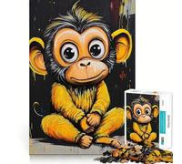 Smiling Monkey Painting Jigsaw Puzzles 1000 Pieces for Teenagers Memory Upgrade Relaxing Fun Sharp Cut Art Collection Piece 38x26cm