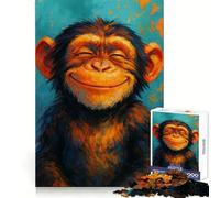 Smiling Monkey Portrait Painting 1000 Piece Jigsaw Puzzles for Adults Jigsaw Logic Toy Indoor Play Precision Cut Cherished Gift 38x52cm