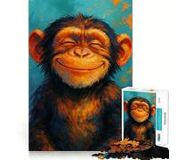 Smiling Monkey Portrait Painting 1000 Piece Jigsaw Puzzles for Adults Jigsaw Think Toy Calm Relax Clean Cut Wall Art Decor 38x26cm