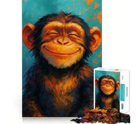 Smiling Monkey Portrait Painting Jigsaw Puzzles for Adults1000 Piece Sharp Logic Toy Together Fun Tight Cut Memorable Gift 50x75cm