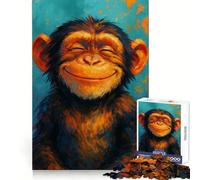 Smiling Monkey Portrait Painting Jigsaw Puzzles for Adults1000 Piece Sharp Logic Toy Together Fun Tight Cut Memorable Gift 50x75cm
