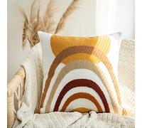 Smiling Onion Boho Throw Pillow Case Modern Soft Woven Tufted Neutral Cover Simple Geometric Textured Pattern Decorative Abstract for Bed Couch Sofa Living Room 1 Piece