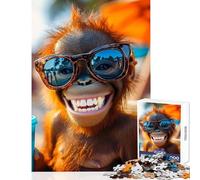 Smiling Orangutan in Sunglasses 1000 Piece Jigsaw Puzzle for Teenagers Support Memory Strength And Retention Gentle Calm Leisure Activity (50X75cm)