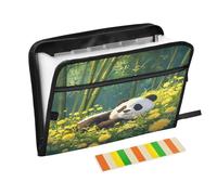 Smiling Panda Dandelions Green Accordion File Organizer Portable Expanding File Folder with Safe Zipper & Colorful Labels for Letter Receipt A4 Papers Important Document Storage