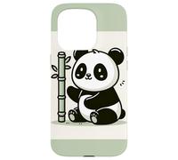 Smiling Panda With Bamboo Illustration Case for iPhone 15 Pro