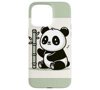 Smiling Panda With Bamboo Illustration Case for iPhone 15 Pro Max