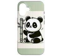 Smiling Panda With Bamboo Illustration Case for iPhone 16