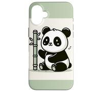 Smiling Panda With Bamboo Illustration Case for iPhone 16 Plus